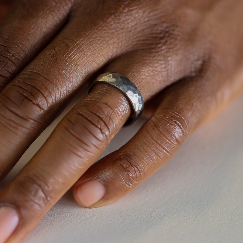 Hammered Effect Stainless Steel Wedding Ring - The Rivelin Valley Stainless Steel Rings