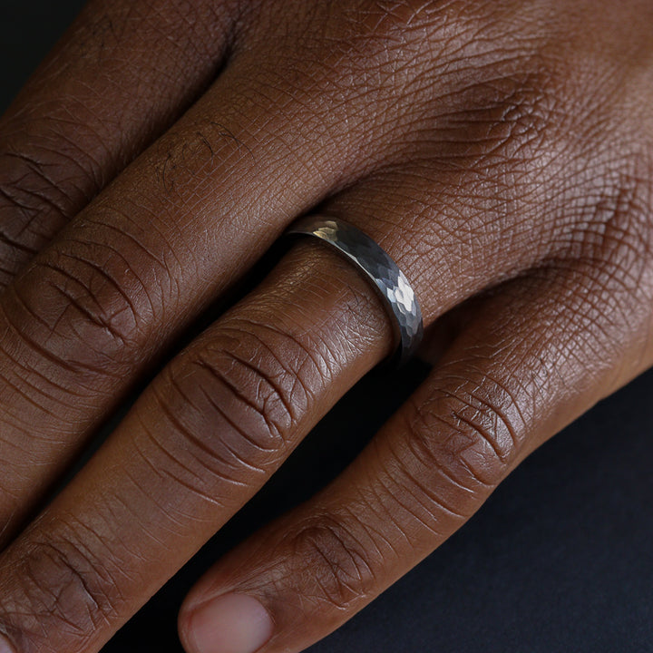 Hammered Effect 4.0mm Super Titanium Wedding Ring - Limited Edition - The Rivelin Valley Super Titanium Rings