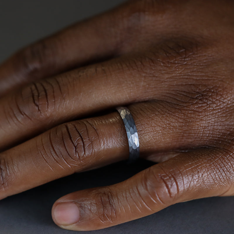 Hammered Effect Tantalum Wedding Ring - The Rivelin Valley Tantalum Rings