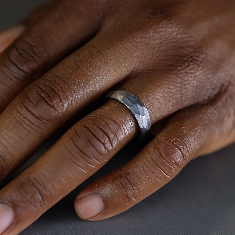 Hammered Effect Tantalum Wedding Ring - The Rivelin Valley