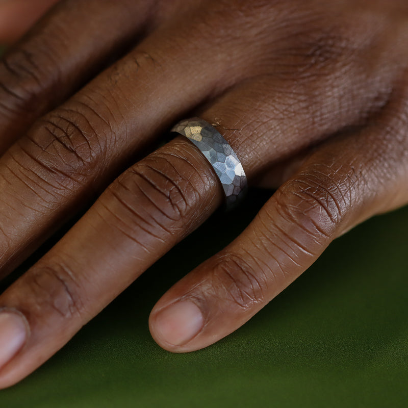 Hammered Effect Titanium Wedding Ring - The Rivelin Valley Titanium Rings