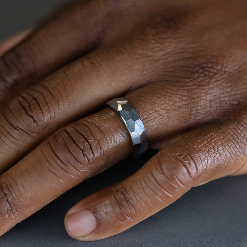 Hammered Effect Tungsten Wedding Ring - The Rivelin Valley Tungsten Rings