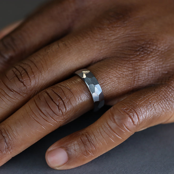 Hammered Effect Tungsten Wedding Ring - The Rivelin Valley Tungsten Rings