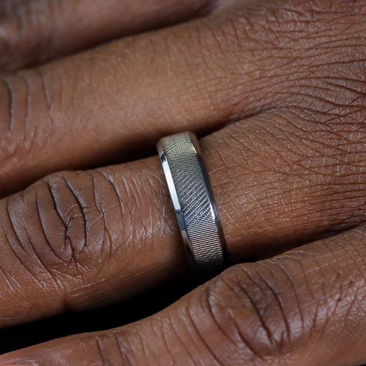 *End of Line* Knurled Effect Bevelled Edge Titanium Wedding Ring - The Wharncliffe Titanium Rings
