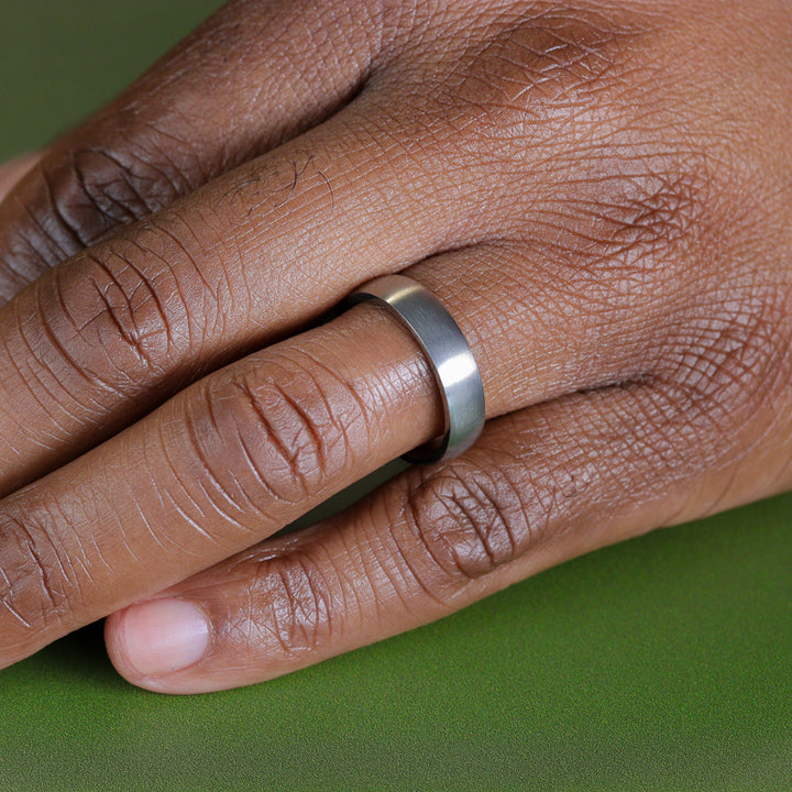 Matt/Satin Finish Court Shaped Titanium Wedding Band - The Millhouses Ring Titanium Rings