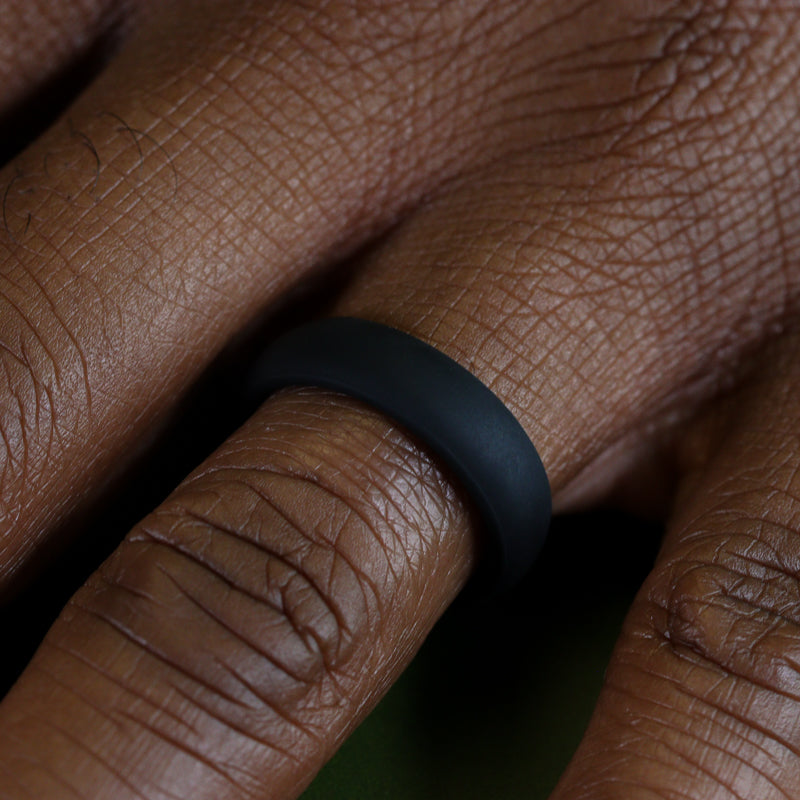 Black Silicone Wedding Ring Court Shape - The Sidekick Silicone Rings