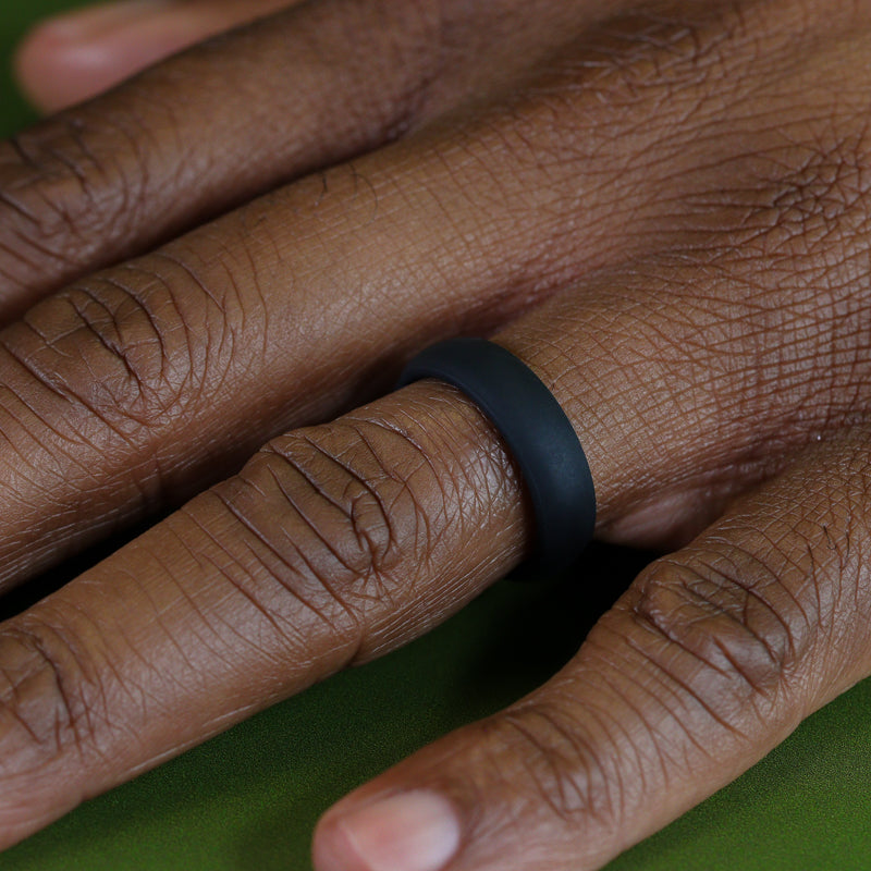 Black Silicone Wedding Ring Court Shape - The Sidekick Silicone Rings