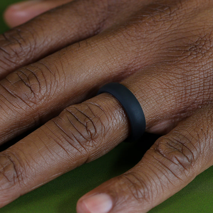 Black Silicone Wedding Ring Court Shape - The Sidekick Silicone Rings