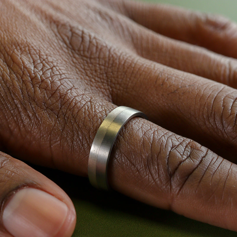 Titanium and Silver Edge Wedding Ring Flinn Steel – Flinn And