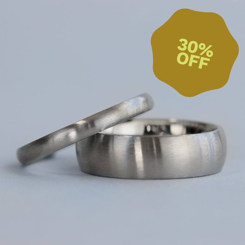 Matching Stainless Steel Brushed Wedding Ring Set - Millhouses & Winter Gardens Wedding Ring Sets