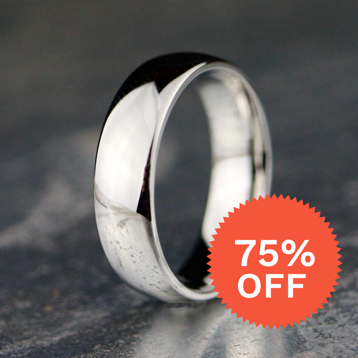 *SALE* Polished Court Shaped Cobalt Wedding Band - The Ruskin Green Ring Cobalt Rings