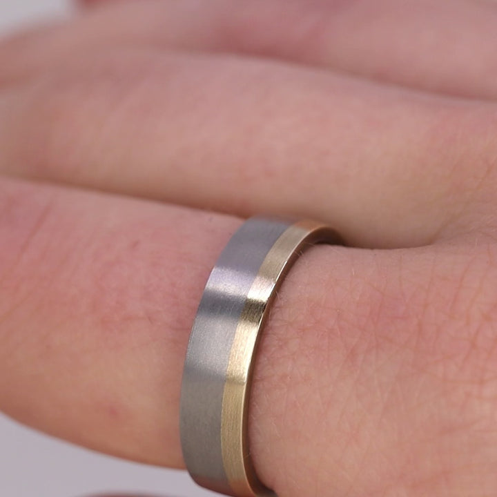 Sample Sale - Titanium & 9ct Yellow Gold Edge Wedding Ring - The Howden