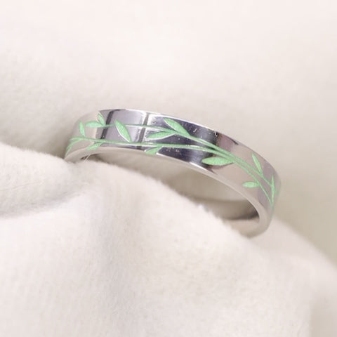 Titanium Floral Vine Patterned Flat Polished Court Unisex 4.0mm Wedding Ring - The Chelsea Park - Made-to-Order