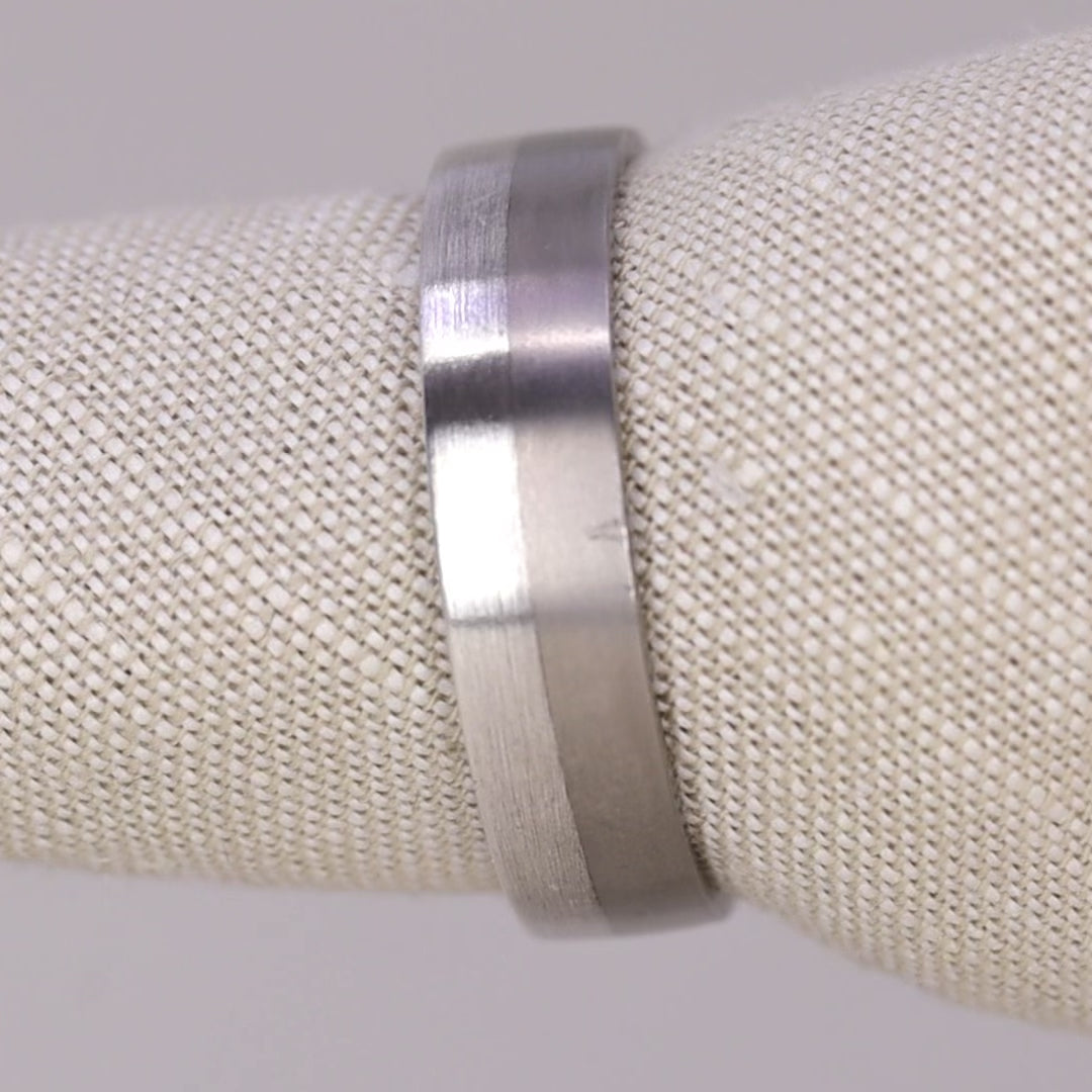 Sample Sale - Titanium & Silver Flat Court Wedding Ring - The Kelham