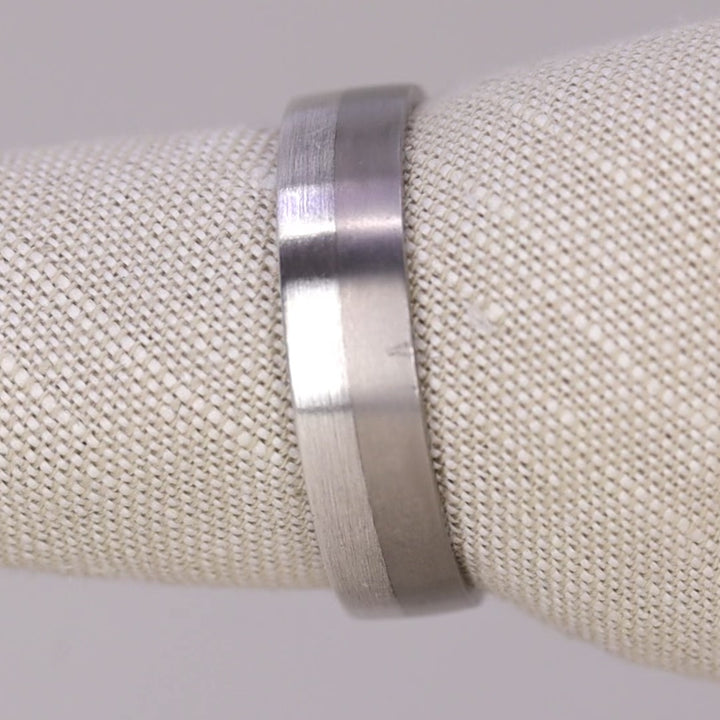 Sample Sale - Titanium & Silver Flat Court Wedding Ring - The Kelham