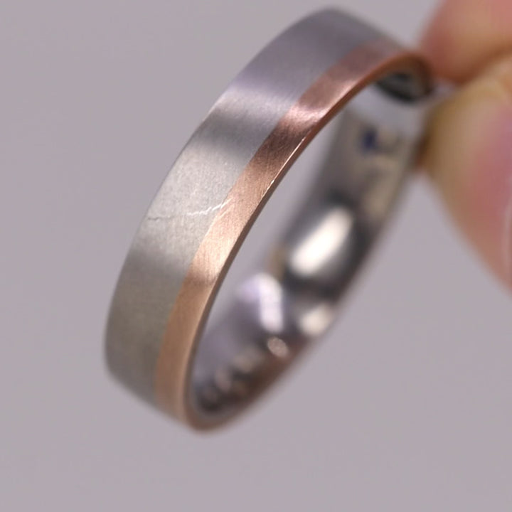 Sample Sale - Titanium & 9ct Rose Gold Edge Wedding Ring - The Howden