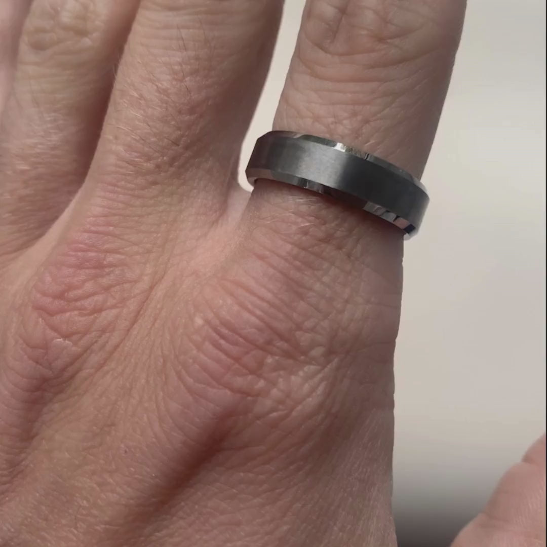 Bevelled Edge Tungsten Wedding Ring - The Crookes Valley Ring Tungsten Rings