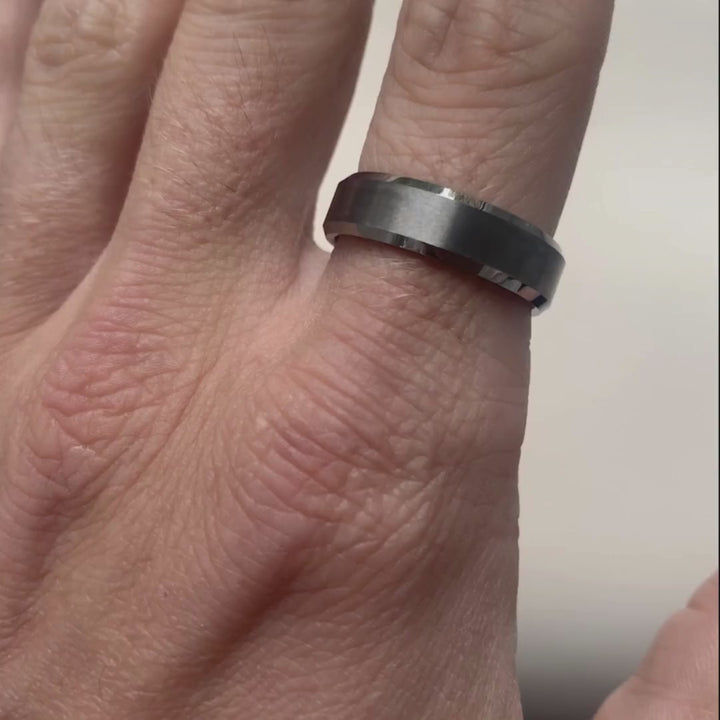 Bevelled Edge Tungsten Wedding Ring - The Crookes Valley Ring Tungsten Rings