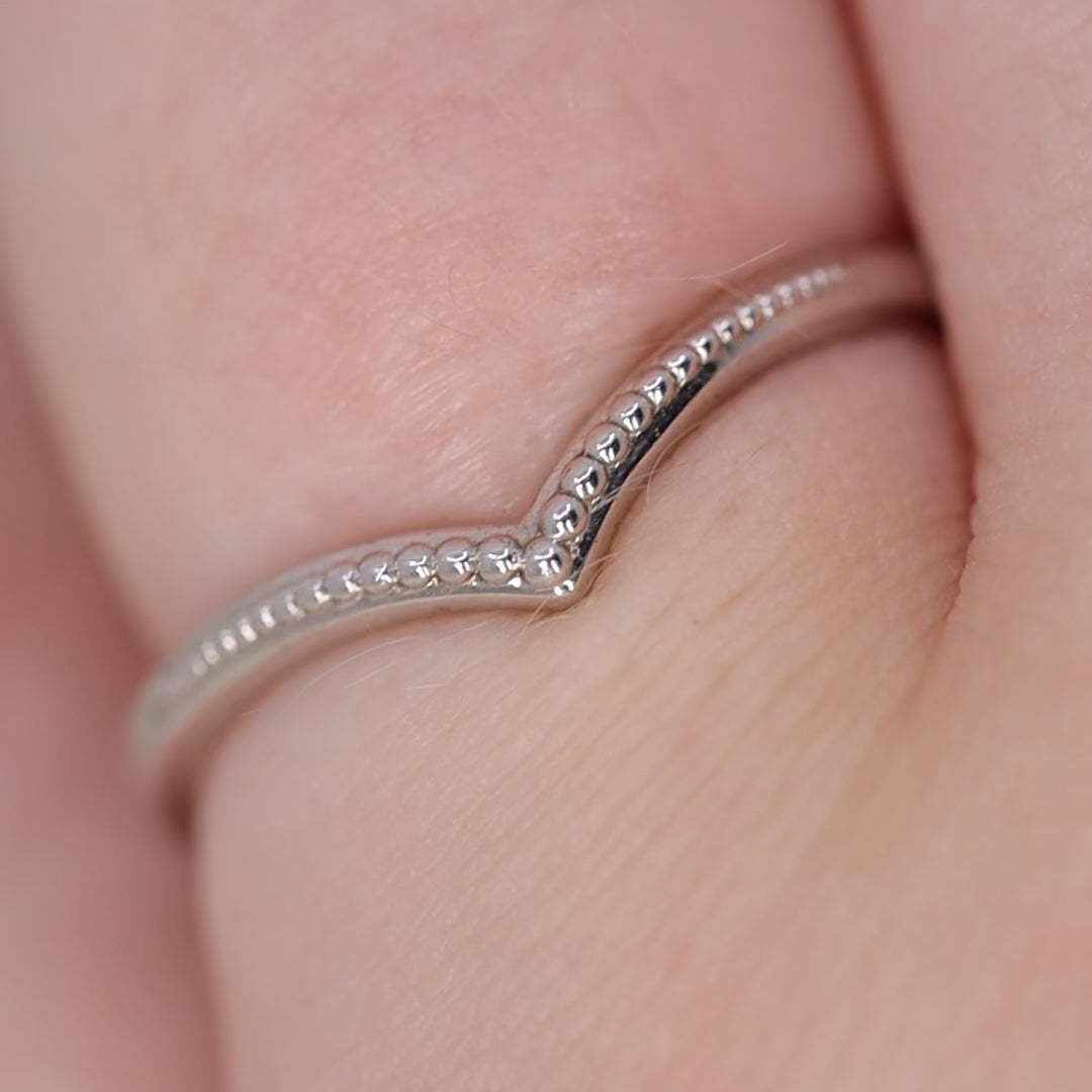 Hadley - Beaded Wishbone Wedding Ring - Made-to-Order Jessica Flinn Wedding Rings