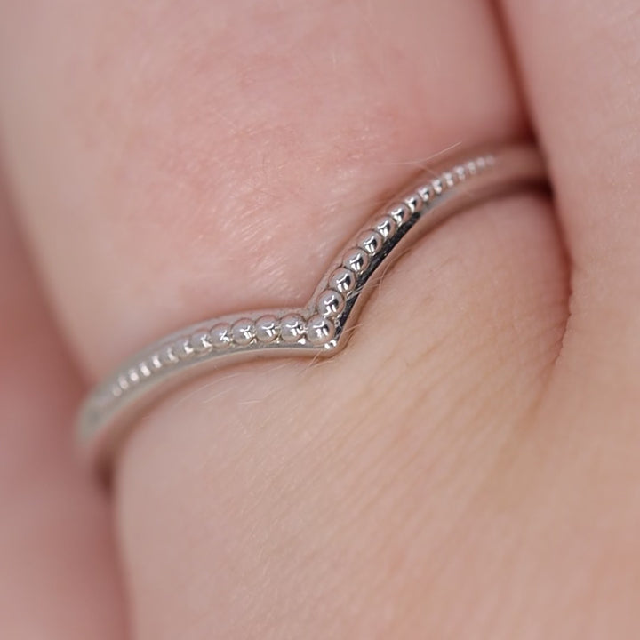 Hadley - Beaded Wishbone Wedding Ring - Made-to-Order Jessica Flinn Wedding Rings