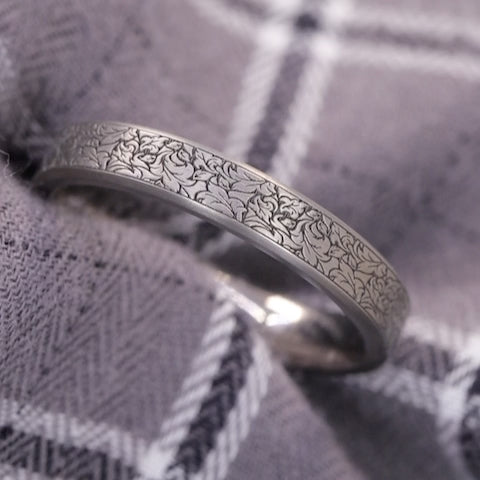 Titanium Floral Pattern Bevelled Edge Men&