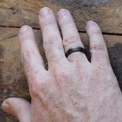 Titanium and Carbon Fibre Brushed Effect Polished Edge Wedding Ring - The Camber Titanium Rings