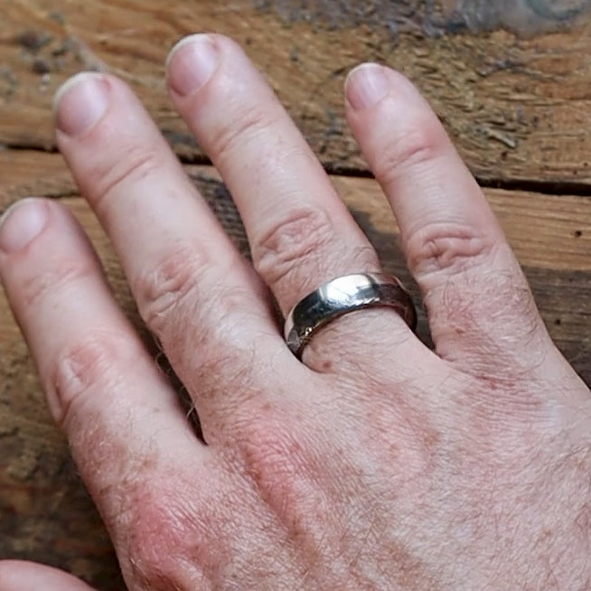 Damascus Steel & Silver Edge Wedding Ring - The Dore & Totley Ring - Made-to-Order Stainless Steel Rings