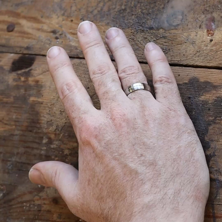 Stainless Steel Engraved Line Brushed Wedding Ring - The Concord Stainless Steel Rings