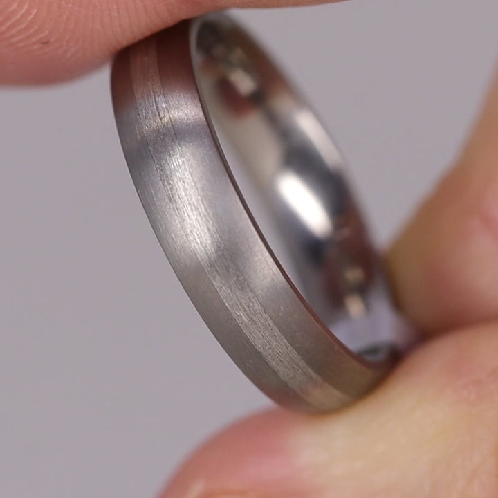 Sample Sale - Titanium & Silver Inlay Wedding Ring - The Derwent