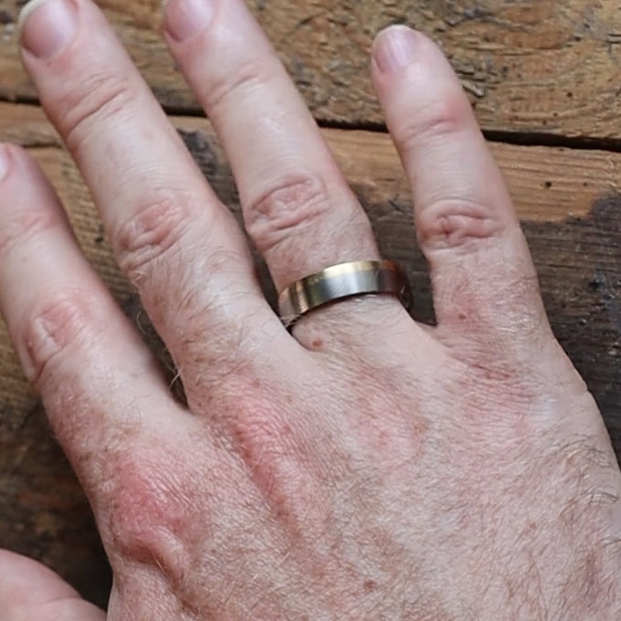 Sample Sale - Titanium & 9ct Yellow Gold Edge Wedding Ring - The Howden Titanium Rings