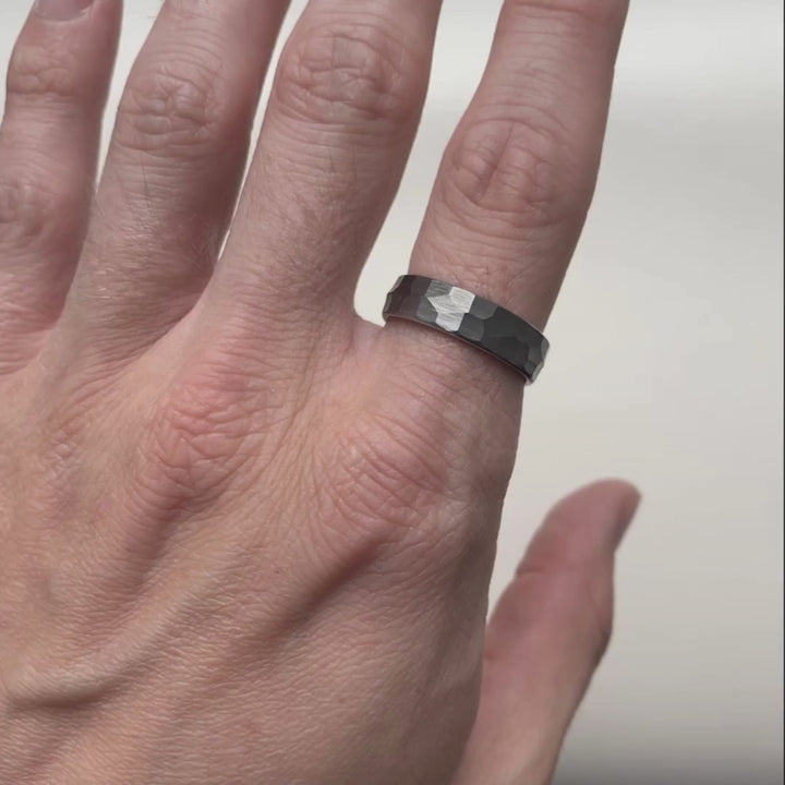 Hammered Effect Tungsten Wedding Ring - The Rivelin Valley Tungsten Rings