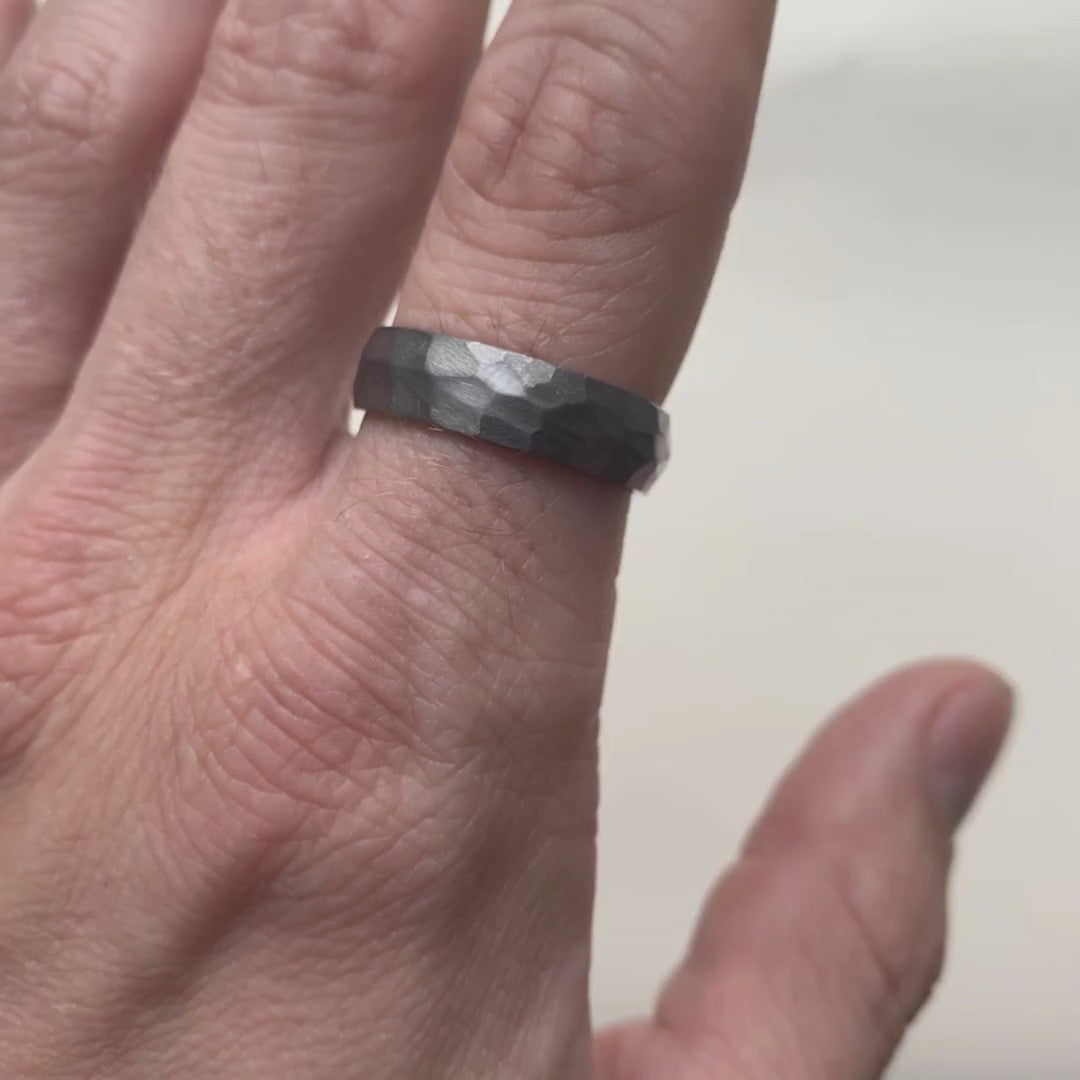 Hammered Effect Tantalum Wedding Ring - The Rivelin Valley Tantalum Rings