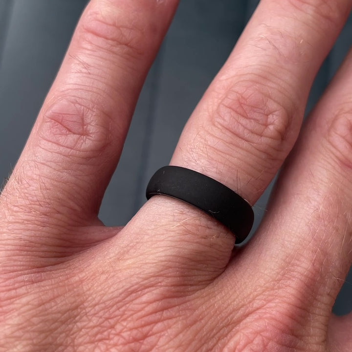 Black Silicone Wedding Ring Court Shape - The Sidekick Silicone Rings