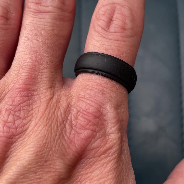 Black Silicone Wedding Ring Court Shape - The Sidekick Silicone Rings