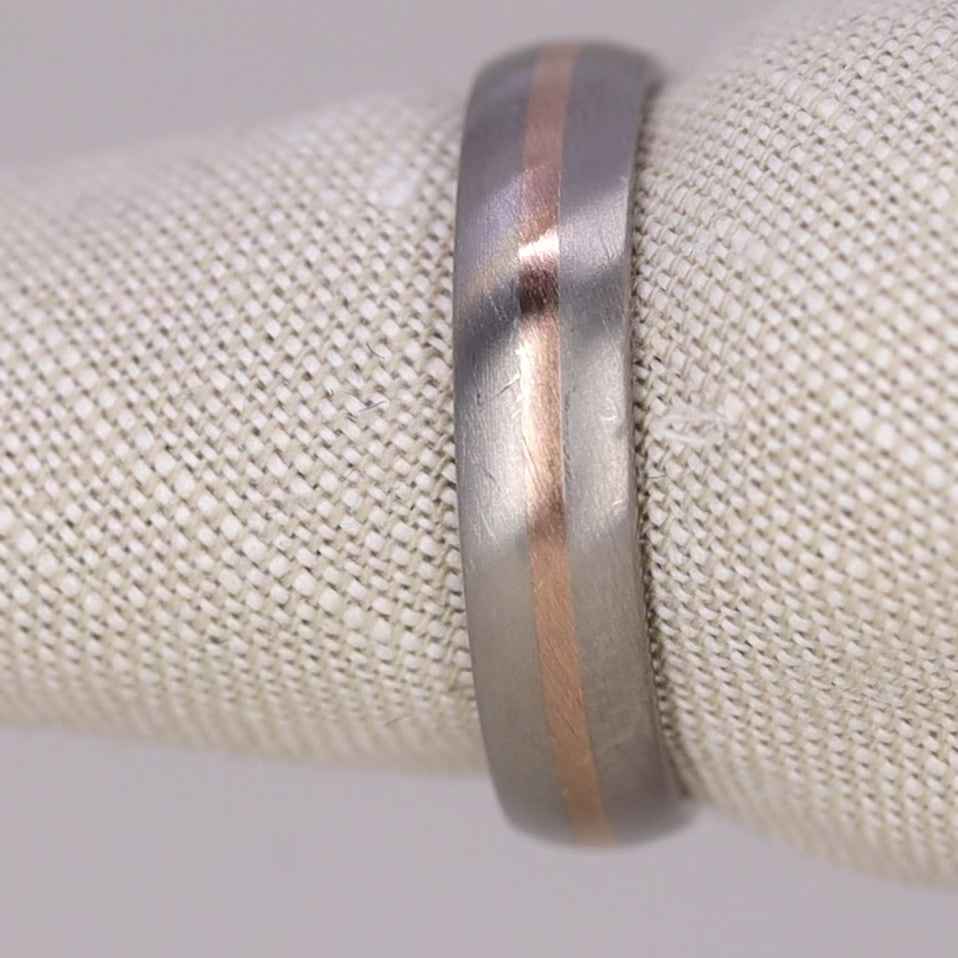 Sample Sale - Titanium & 9ct Rose Gold Inlay Court Men's Wedding Ring - The Derwent Titanium Rings