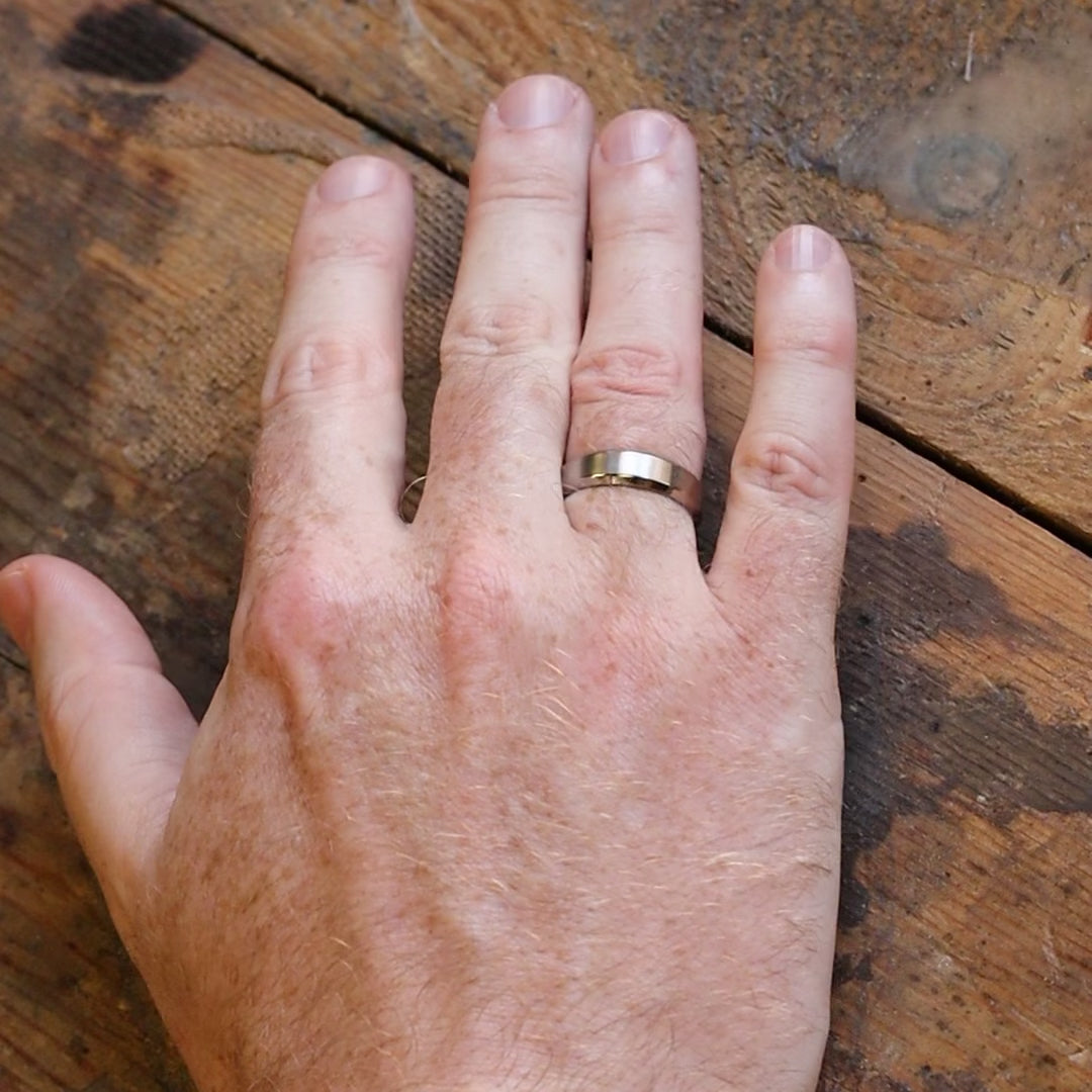 Titanium Bevelled Edge Wedding Ring - The Crookes Valley Titanium Rings