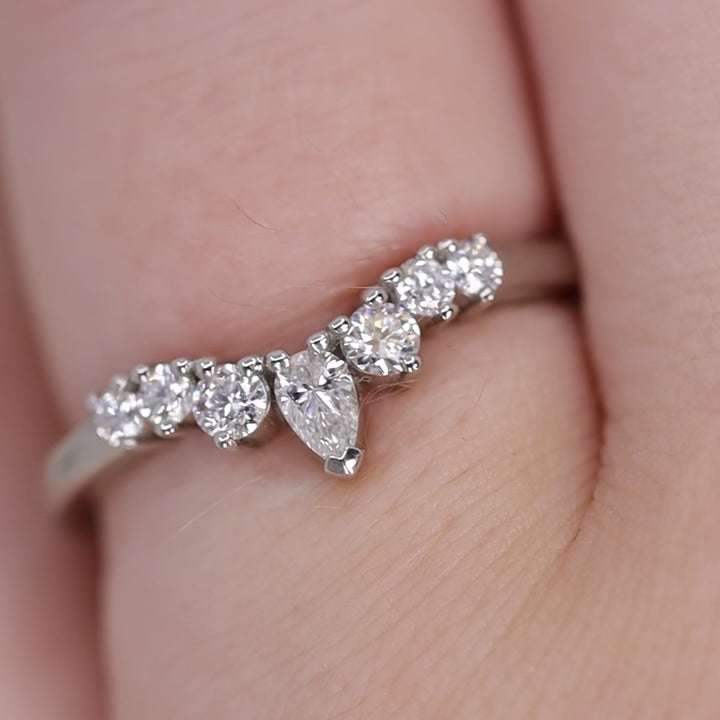 Emma - Pear And Round Diamond Tiara Wedding Ring - Made-to-Order Jessica Flinn Wedding Rings
