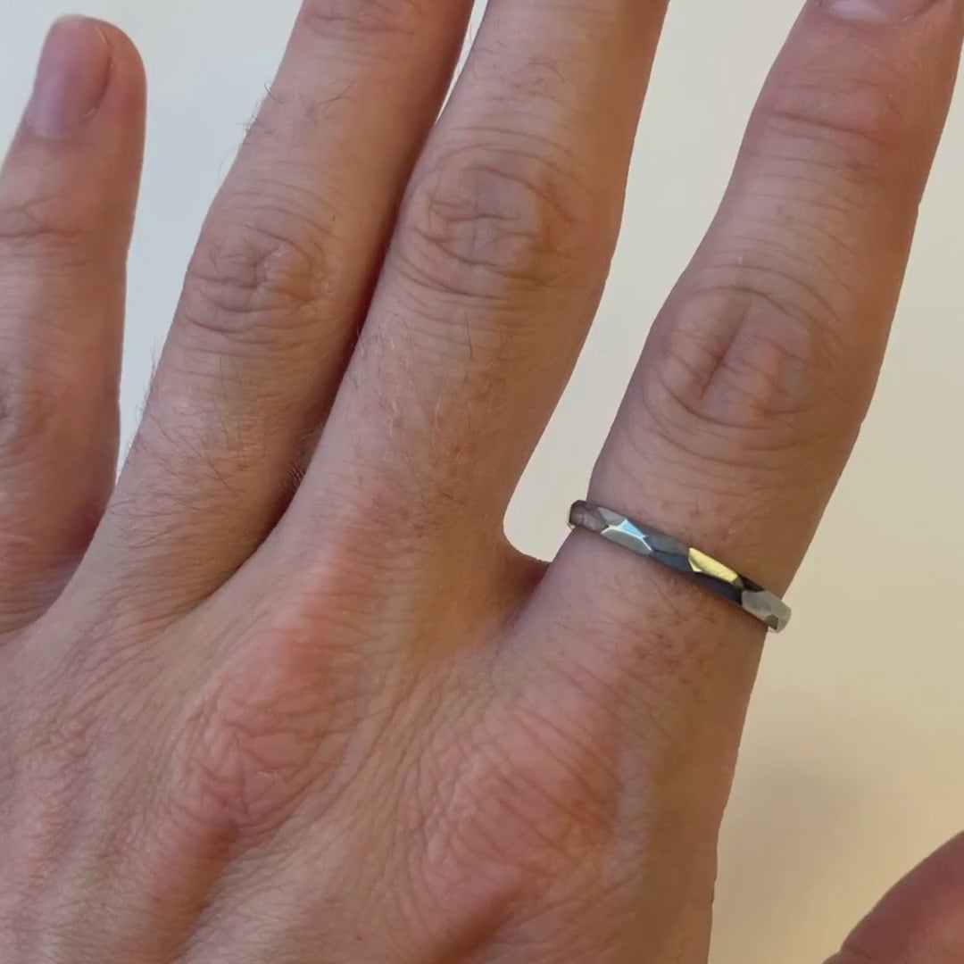 Slim Hammered Effect Stainless Steel Wedding Ring - The Beauchief Stainless Steel Rings