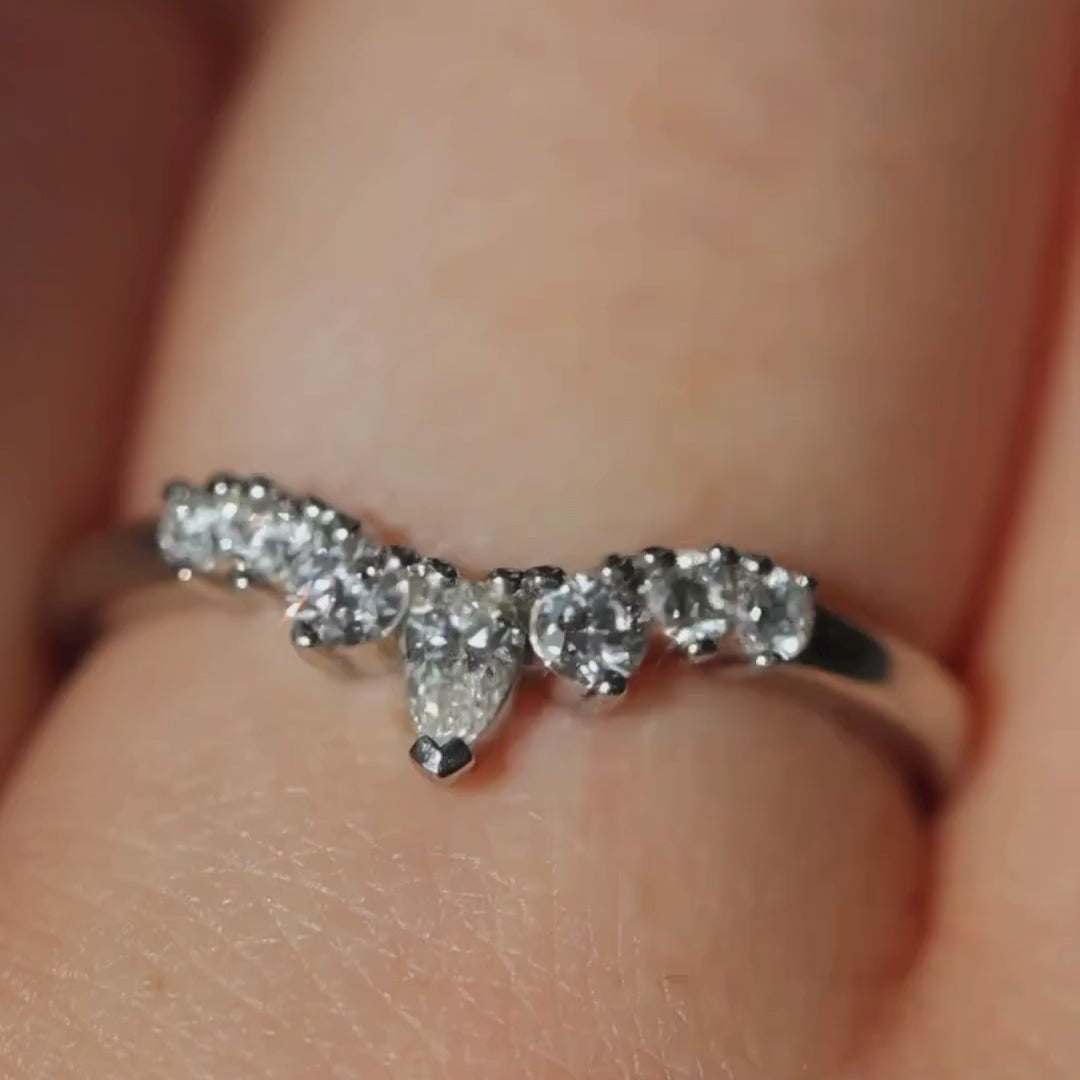 Emma - Pear And Round Diamond Tiara Wedding Ring - Made-to-Order Jessica Flinn Wedding Rings