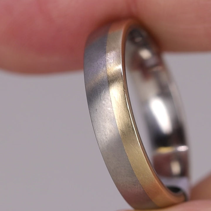 Sample Sale - Titanium & 9ct Yellow Gold Edge Wedding Ring - The Howden