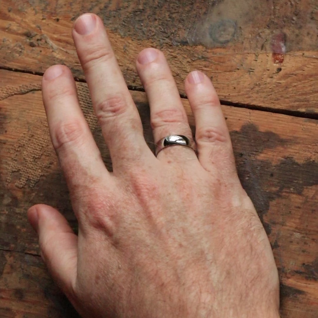 Stainless Steel Polished Wedding Ring - The Ruskin Green Stainless Steel Rings