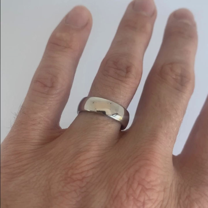 *SALE* Polished Court Shaped Cobalt Wedding Band - The Ruskin Green Ring Cobalt Rings