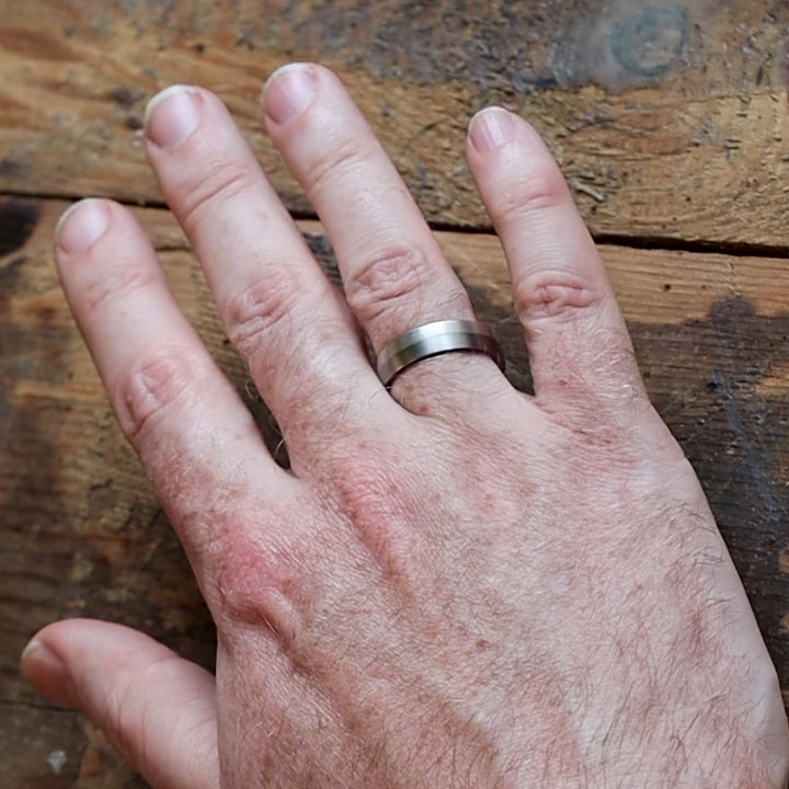Titanium & Silver Edge Wedding Ring - The Kelham - Made-to-Order Titanium Rings