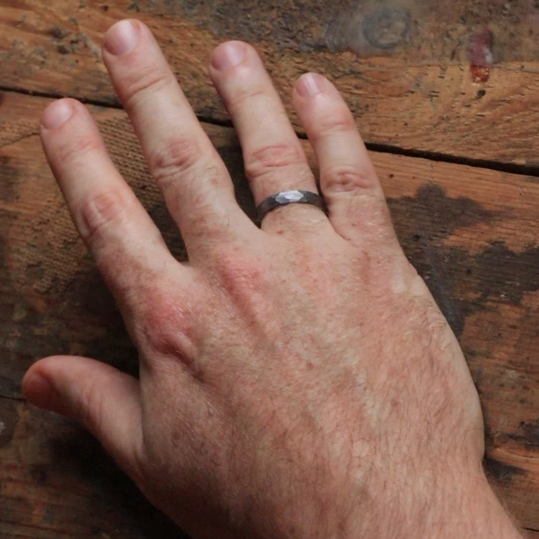Tantalum Hammered Effect Wedding Ring - The Rivelin Valley Tantalum Rings