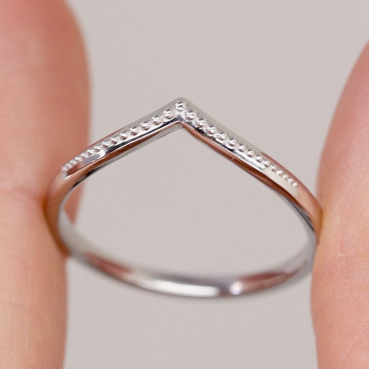 Hadley - Beaded Wishbone Women's Wedding Ring - Made-to-Order Jessica Flinn Wedding Rings