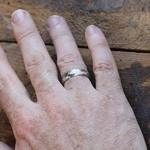 Stainless Steel Rough Hammered Effect Wedding Ring - The Bolehills Stainless Steel Rings