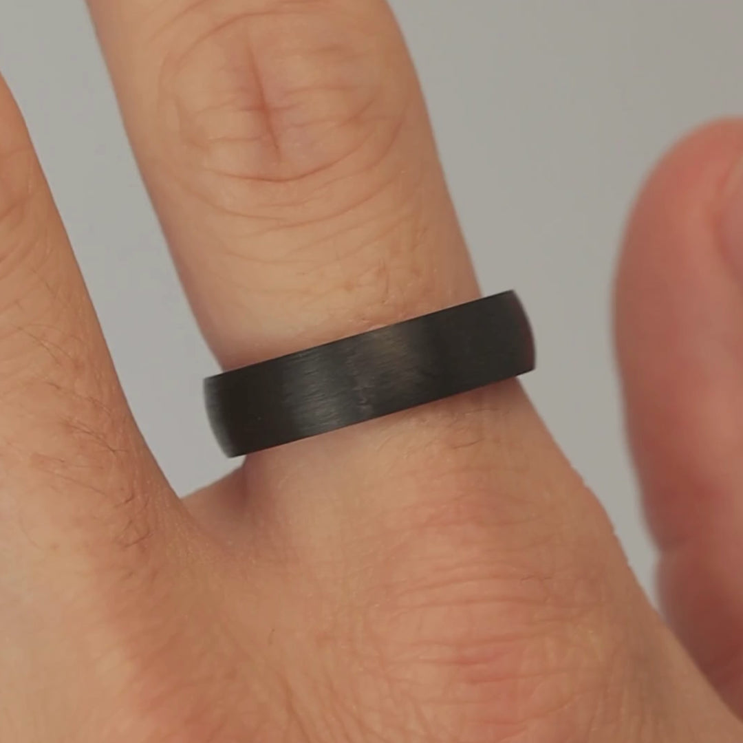 Titanium and Carbon Fibre Brushed Effect Wedding Ring - The Apex Titanium Rings