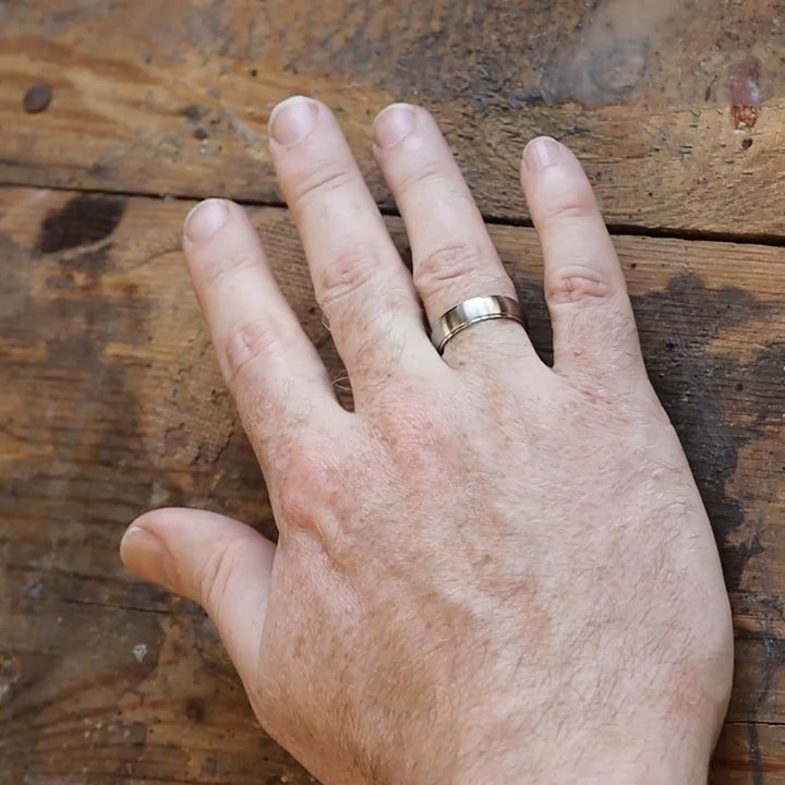 Stainless Steel Brushed Centre Wedding Ring - The Devonshire Green Stainless Steel Rings