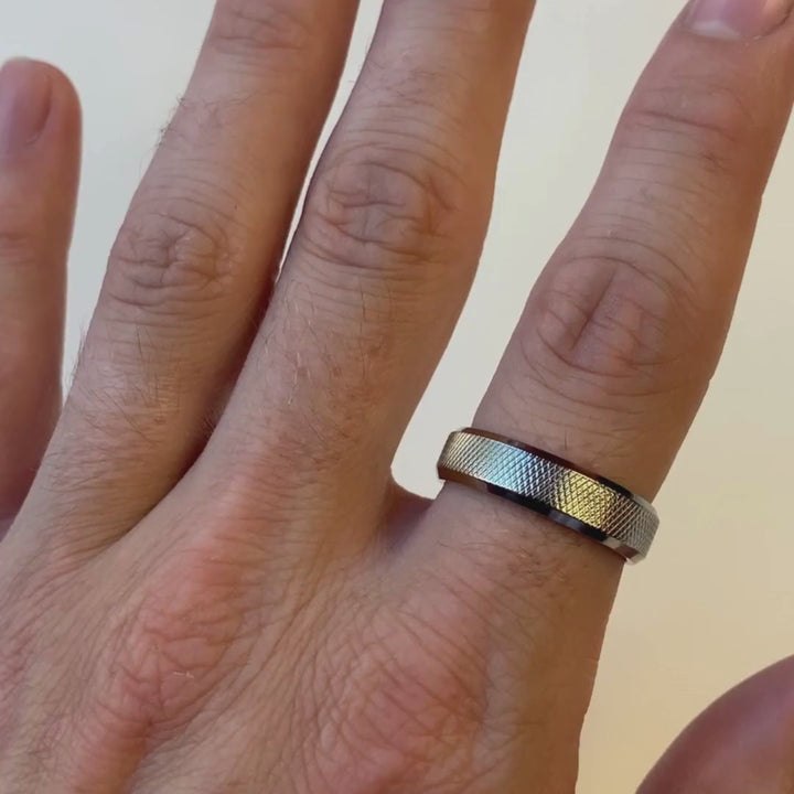 *End of Line* Knurled Effect Bevelled Edge Titanium Wedding Ring - The Wharncliffe Titanium Rings