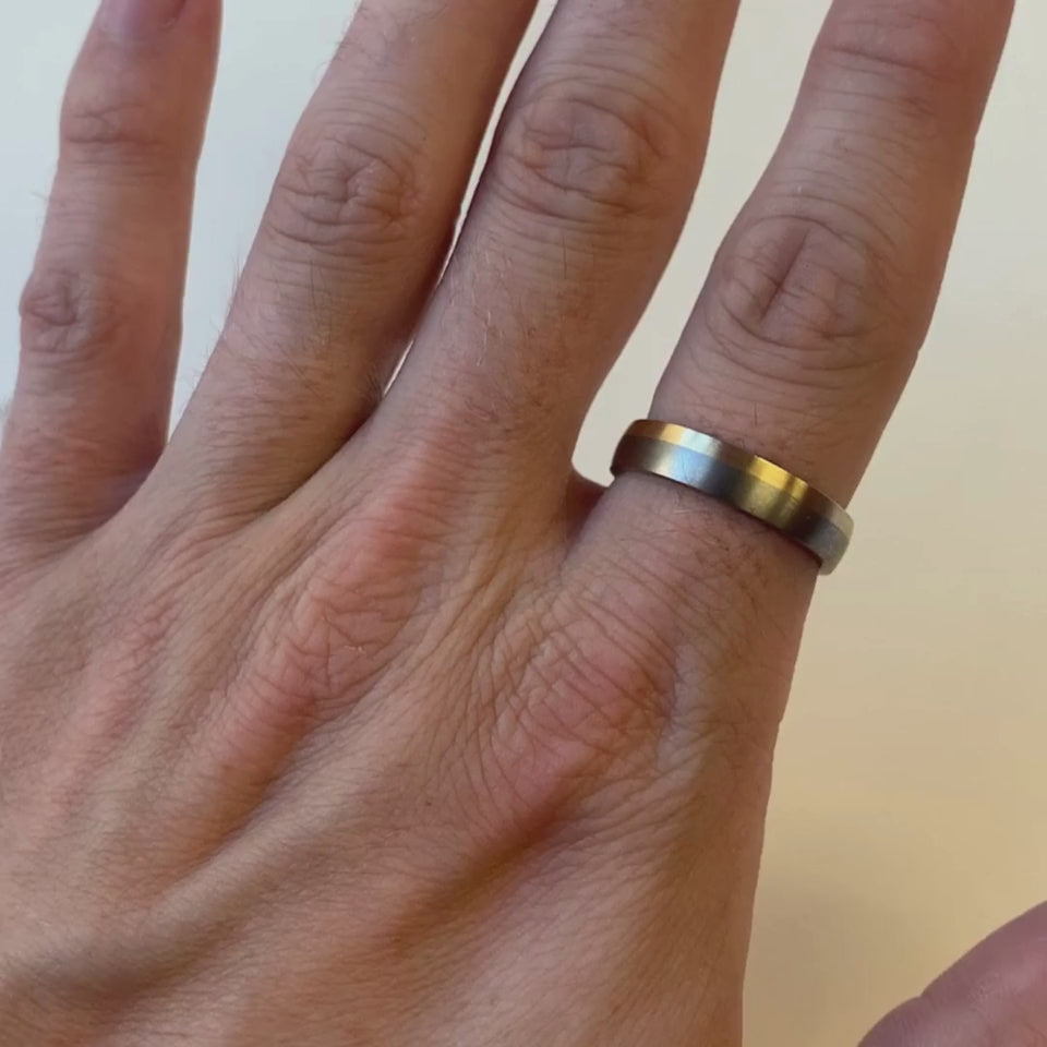 Rose or Yellow Gold Edge Design Titanium Wedding Ring - The Howden - Made-to-Order Titanium Rings